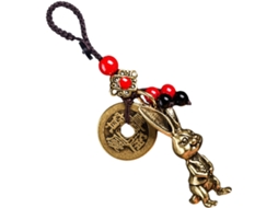 Chaveiro Decorativo De Coelho Em Latão Com Pingente Chinês.
