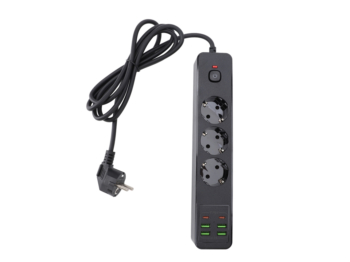 Laxiscreed Adaptador De Energia De Viagem Na Europa Com Usb-a, 3 Tomadas E Proteção Contra Sobrecarga