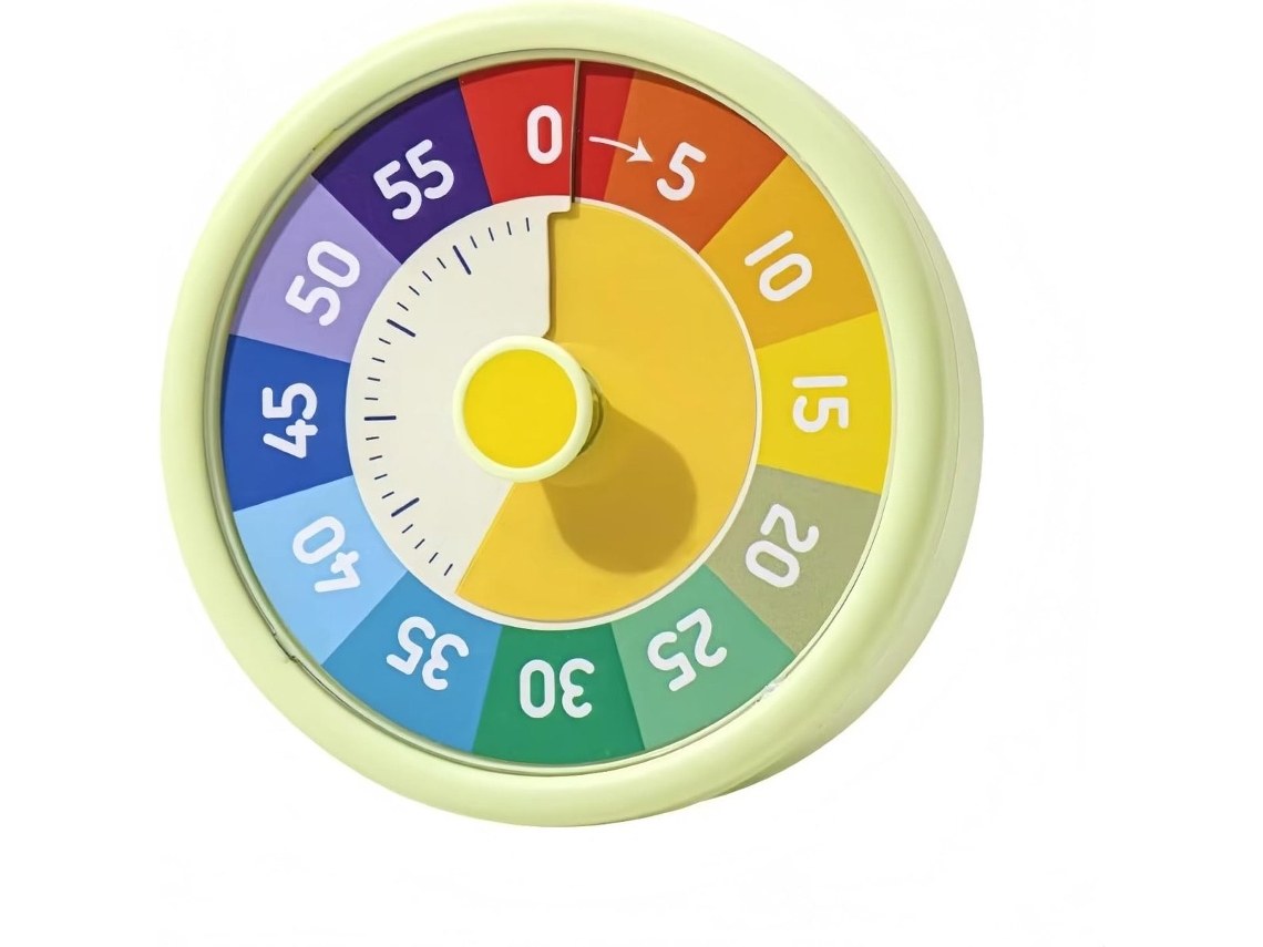 Temporizador Visual Com Contagem Regressiva, Intervalo 60 Minutos, Acabamento Verde, Para Cozinha, Confeitaria E Gestão Diária Do Tempo