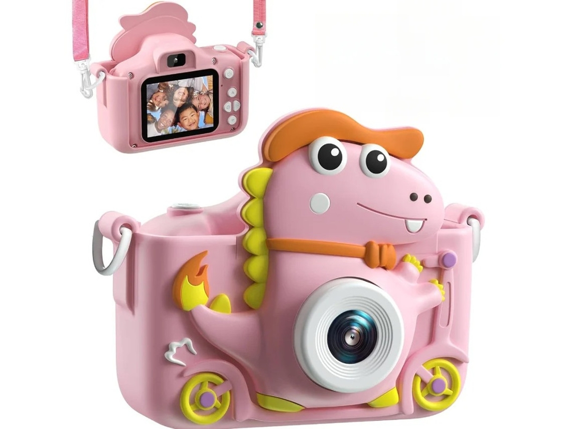 Câmera fotográfica infantil Yizhood Mini Dinosaur, câmera dupla HD de 4800 W