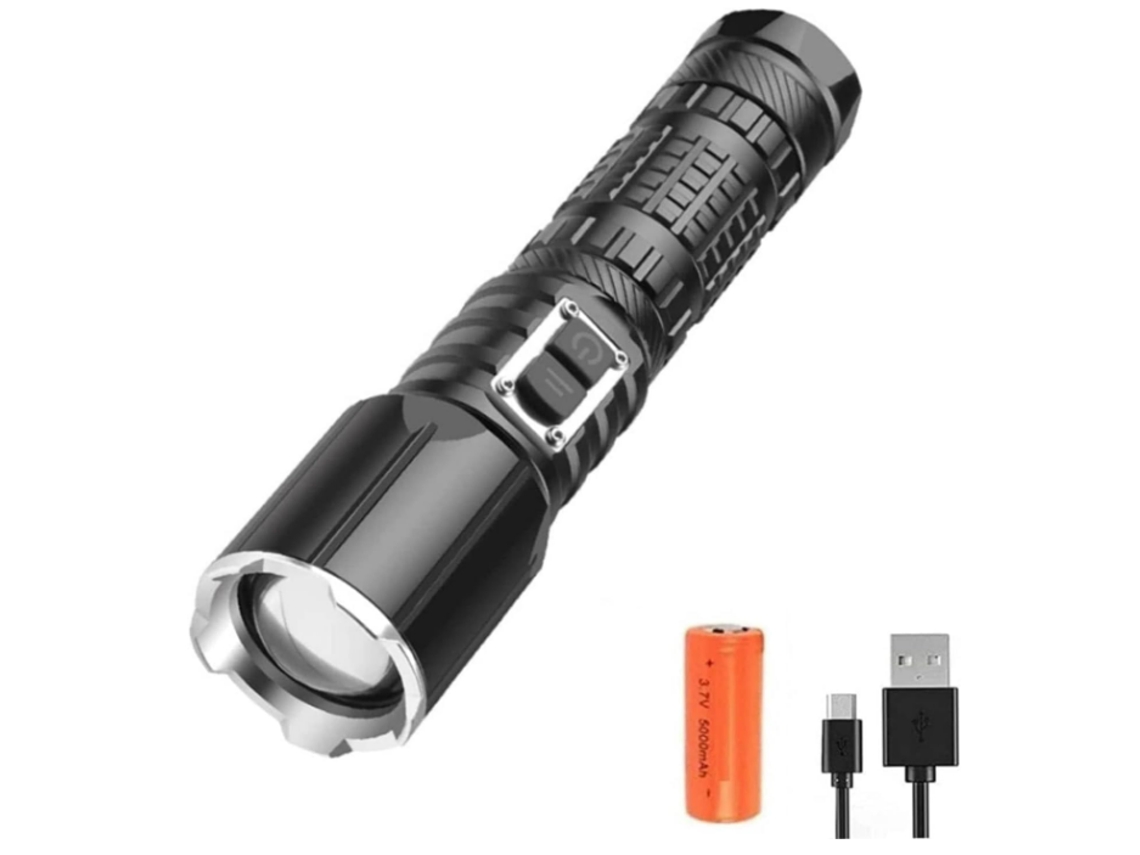 Lanterna Led De Alta Potência Super Brilhante 100000 Lúmens Lanterna Tática Profissional 5 Modos Xhp70 Lanterna À Prova D'água De Fogo Ajust