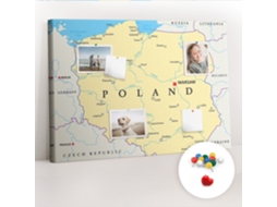 Painel De Cortiça Para Parede Mapa Político Da Polónia Para O Quarto Das Crianças Espelharte (70x100 Cm)