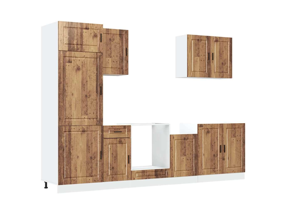 Conjunto de 7 Armários de Cozinha Porto Madeira Velha MAISON EXCLUSIVE