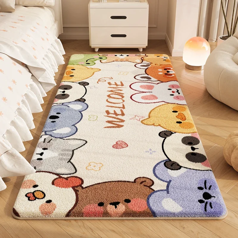 (estilo 2 80x200cm) Tapete Fofo Com Desenho Animado, Macio E Confortável, Tapete De Pelúcia Cor Creme.