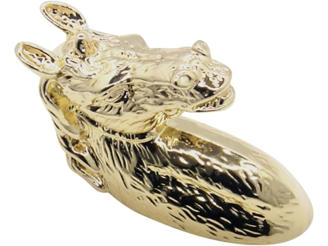 Puxador De Gaveta Villcase Em Liga Zinco Dourado Com Formato Cavalo, Ideal Para Portas De Armários E Móveis