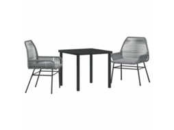 Conjunto de Jantar para Jardim 3 Pcs - Móveis de Jardim para Refeição Cinzeto Vime Pe HARLANV1