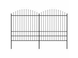 Vidaxl Cerca De Jardim Com Topo Em Forma De Lança Em Aço 337x200 Cm, Preta