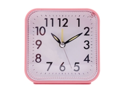 Despertador analógico pequeno Baok, alimentado por bateria, com função soneca e luz, ideal para viagens, quarto e mesa, vermelho.