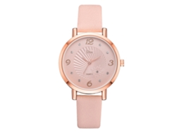 Relógio Feminino de Quartzo Simples com Cinto de Couro Artificial em Liga Rosa