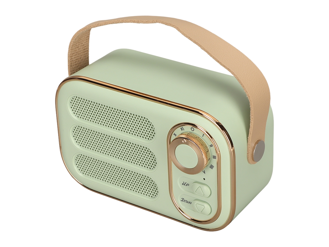 CAIXA de Som Bluetooth Retro Portátil Estéreo Hi-Fi com Carregamento USB para Casa e Viagem Verde