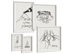 Conjunto De Pinturas Ilustrações Estilosas De Vinho Brinde Espelharte (5 Peças)