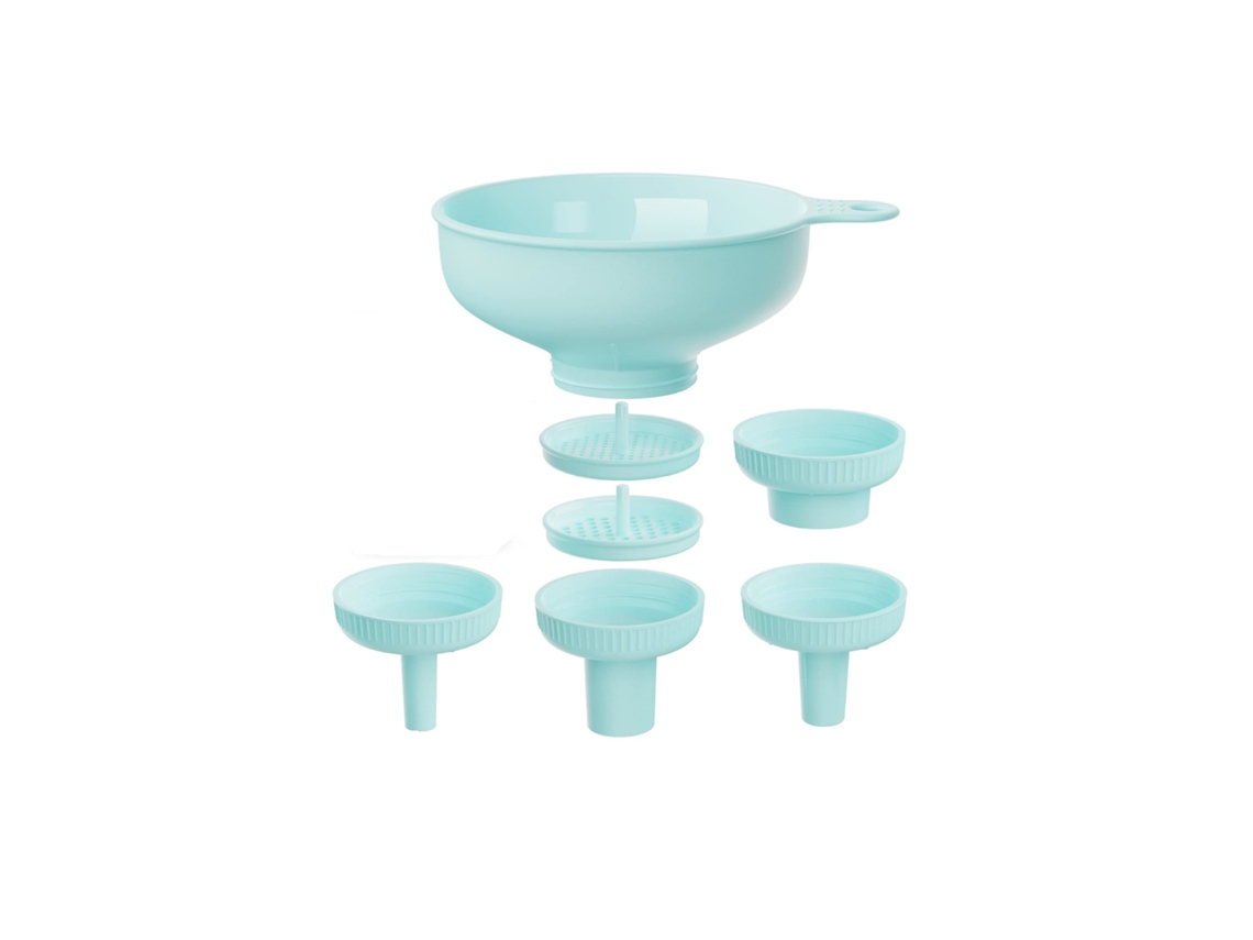 Conjunto De Funil Para Conservas, Com Abertura Larga, 4 Bicos De Tamanhos Diferentes + 2 Coadores, Plástico