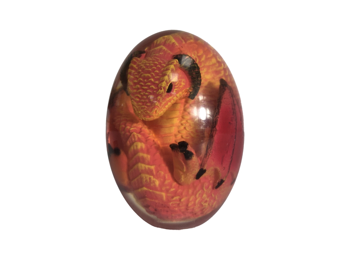 Ovo de Dinossauro Luminoso Base Lava Resina Dragão Vermelho