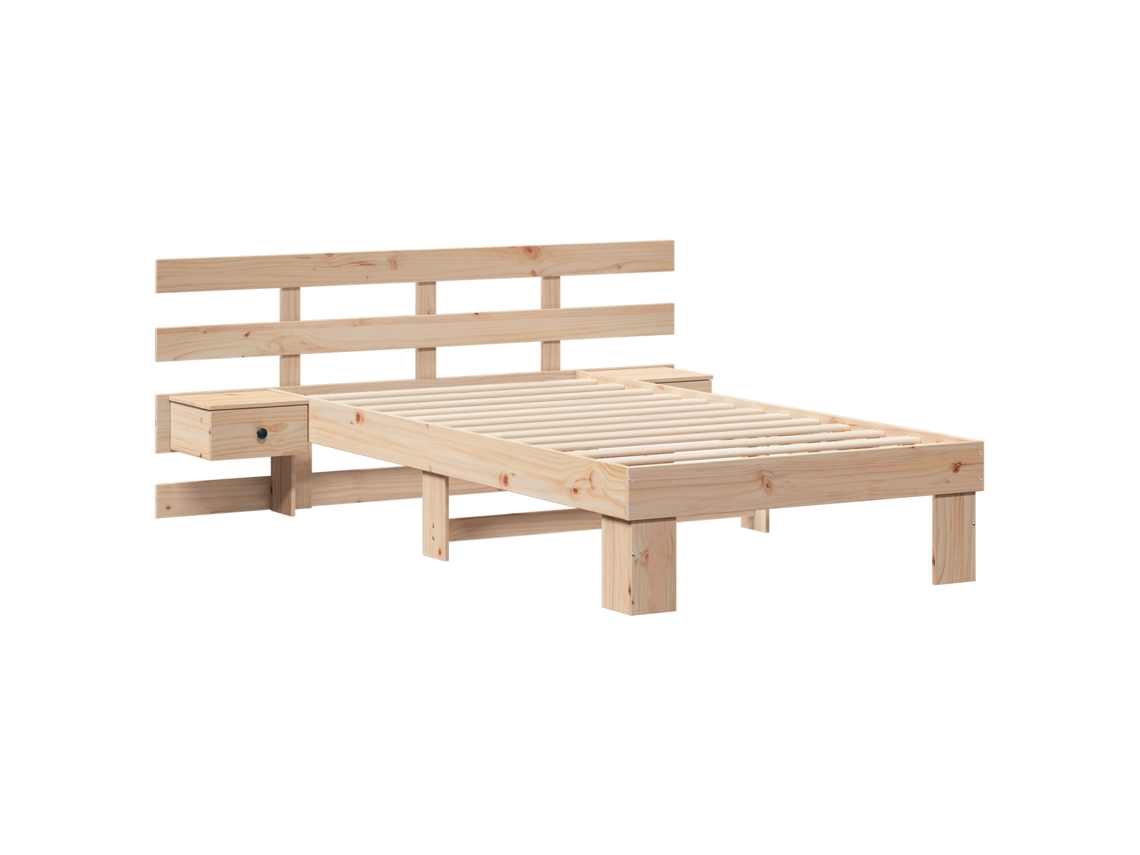 Conjunto 1 Cama De Plataforma Vidaxl Castanho Madeira De Pinho Maciça (80 X 200 Cm)