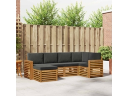 Vidaxl Conjunto De Sofá Sectional 6 Pcs Natural E Antracite