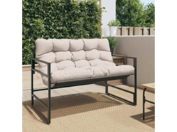 Vidaxl Banco De Jardim Com Almofadão 113 Cm Aço Cinzento-acastanhado