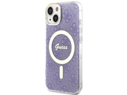 Capa para iPhone 14 GUESS Pele Sintética Rígida Roxo