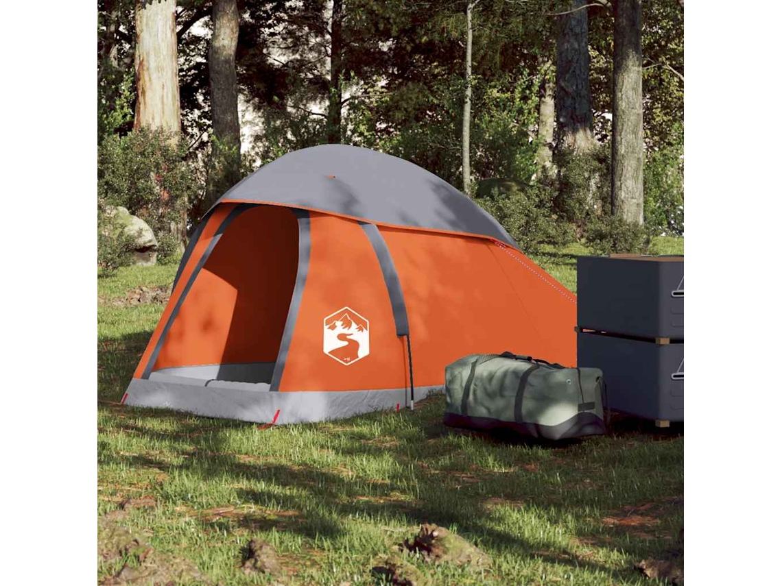 Vidaxl Tenda De Campismo Cúpula P/ 1 Pessoa Impermeável Cinza/laranja