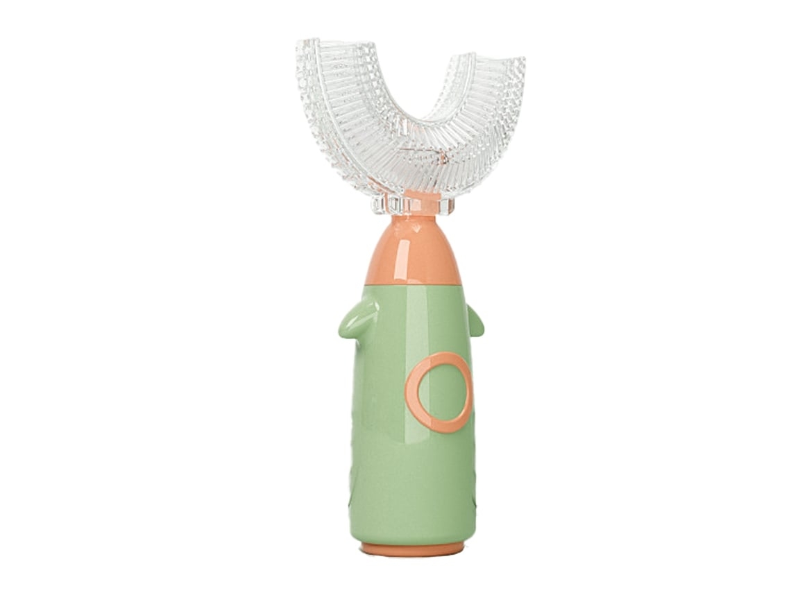 Escova De Dentes Infantil Em Forma De U Com Cabeça E Cabo De Silicone Flexível (l)