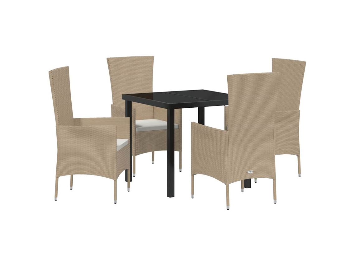 Maison Exclusive - Conjunto De Jantar Para Jardim Com Almofada 5 Pcs Bege Vime Pe