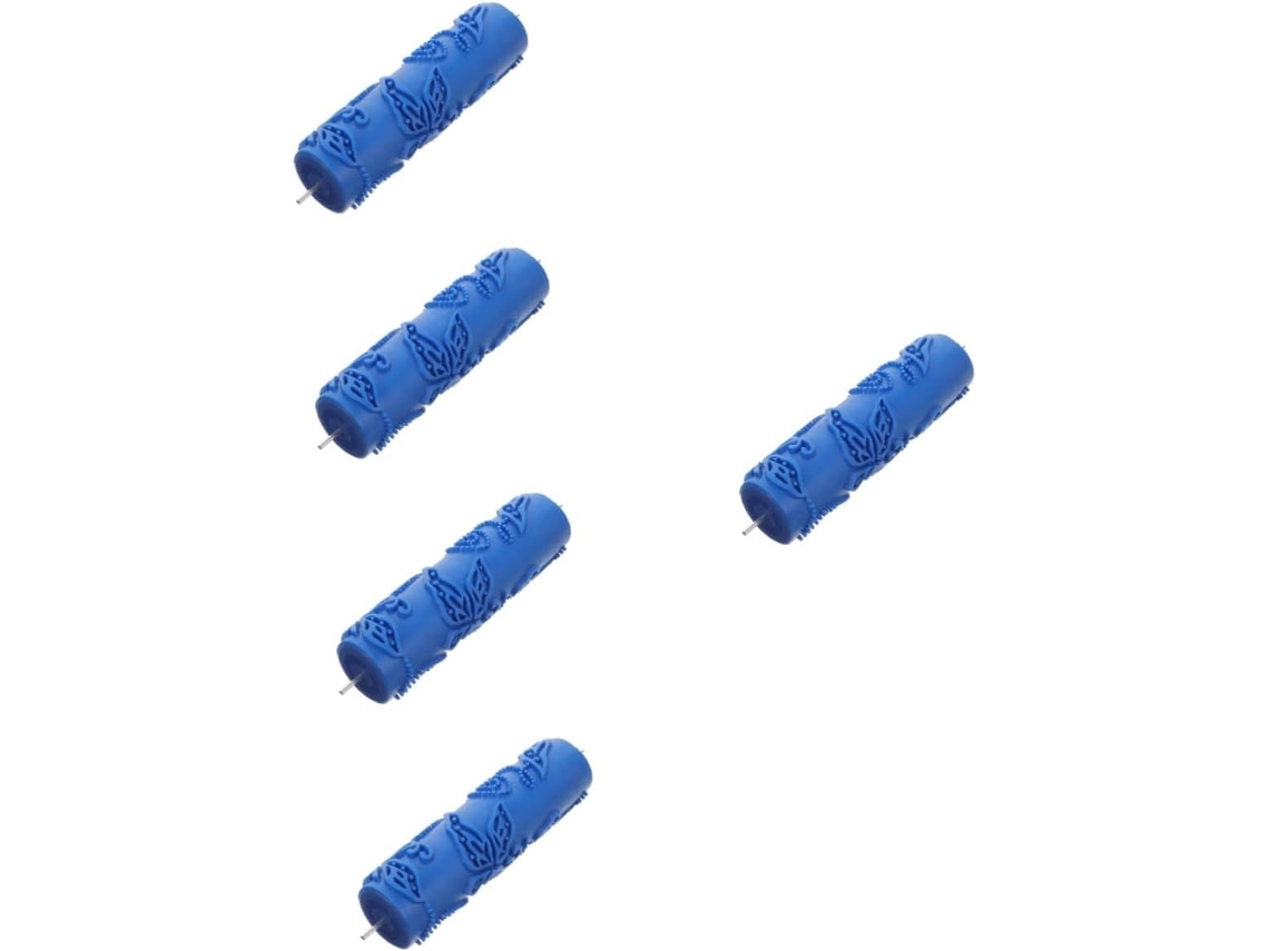 Conjunto de 5 Rolos de Espuma Pequenos para Pintura Decorativa, com Impressão em Formato de Cilindro. SFUSHOS