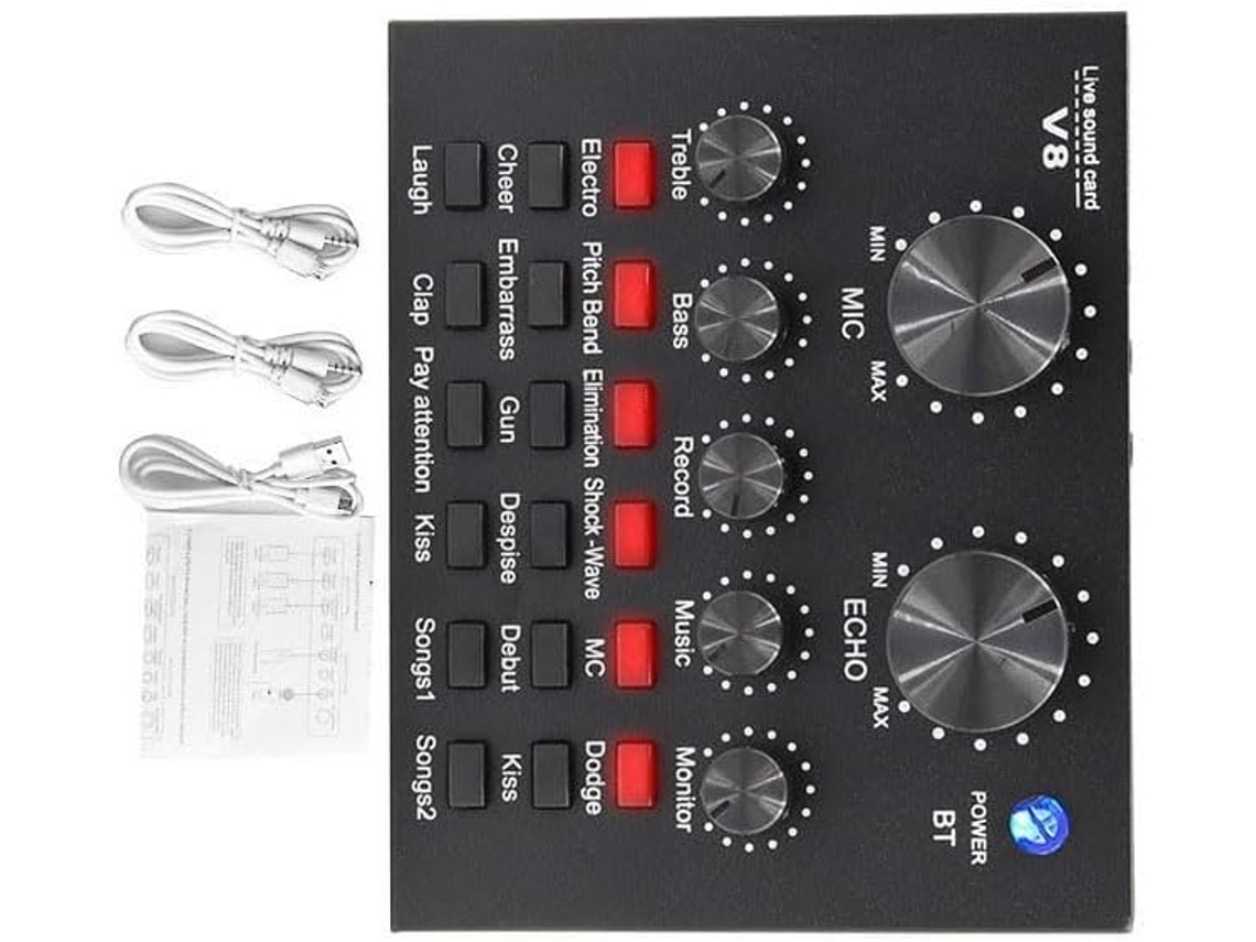 Placa De Som Externa V8 Para Streaming E Jogos