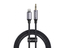 Cabo Áudio 1m Lightning M Para Jack 3.5mm M Nylon Trançado Unico Ad1274 Preto