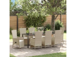 Vidaxl Conjunto De Jantar Para Jardim 9 Unid. Bege Vime Pe