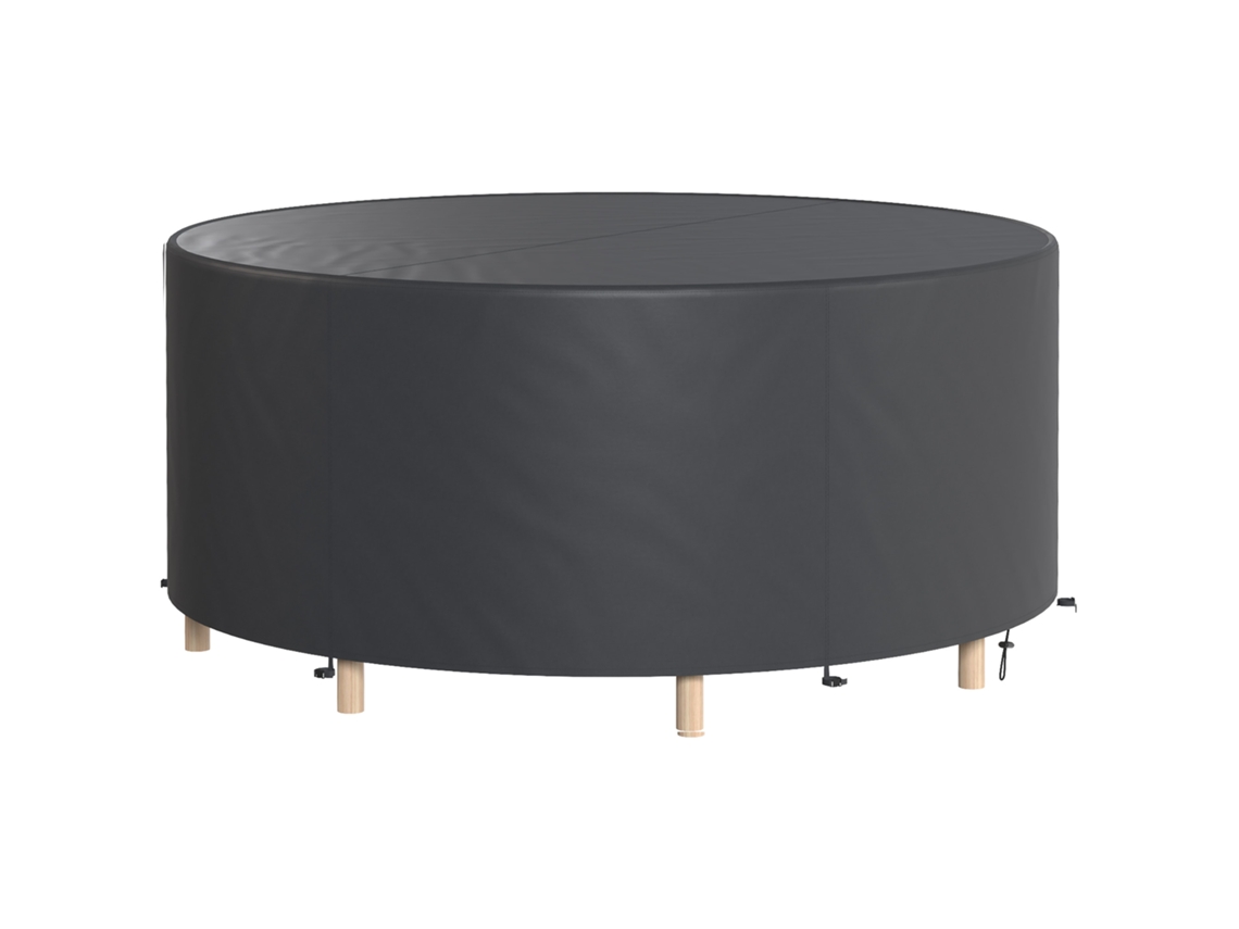 Capa Impermeável Móveis De Jardim Em Oxford 420d, Ø200x80cm, Proteção Mesa Redonda Externa Preta