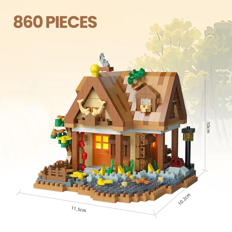Forest Tree House Blocos de Construção, Mini Modelo de Plástico, Jogo de Puzzle Diy Assembly Toys MDUG