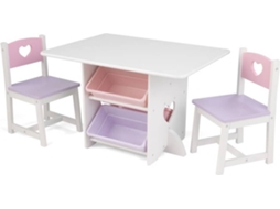 KidKraft Conjunto de mesa e 2 cadeiras com corações