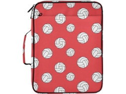Pasta Expansível Com Estampa Fofa De Vôlei Vermelho, 3 Argolas E 7 Bolsos Sanfonados, Ideal Escola, Escritório E