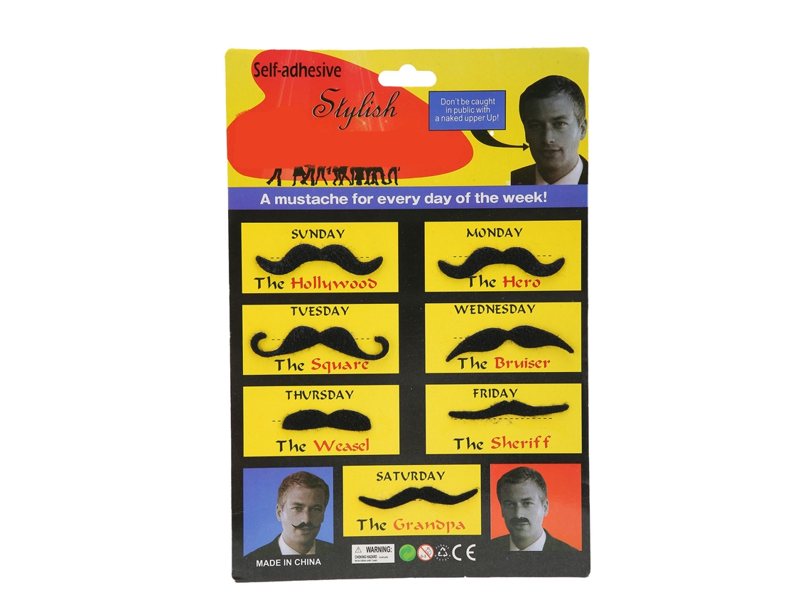 Conjunto De 7 Bigodes Falsos Adesivos Preto Para Festa De Halloween Cosplay