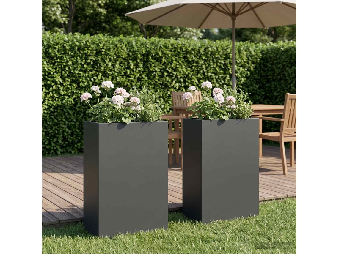 Vidaxl Vaso De Jardim 2 Unid. Antracite 50 X 20 X 75 Cm