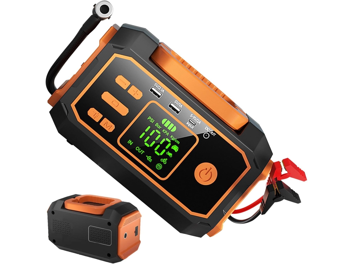 Inflador De Pneus Portátil, Compressor De Ar Digital Com Visor.