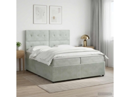 Vidaxl Cama Box Spring Com Colchão Cinzento-claro 200 X 200 Cm Veludo