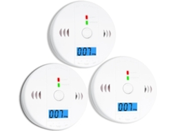 Conjunto De 3 Detectores De Monóxido De Carbono, Alimentados Por Bateria E Com Visor Lcd