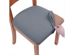 Rebe funda de Assento para Cadeira de Jantar Elástica Jacquard, Lavável e Antipólen, com Cintas, Conjunto de 4, Bege Gris