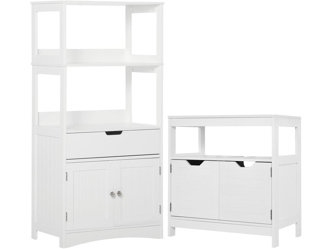 Conjunto Móveis Casa De Banho Mdf Cor Branco 60x33x122.5 Cm Kleankin