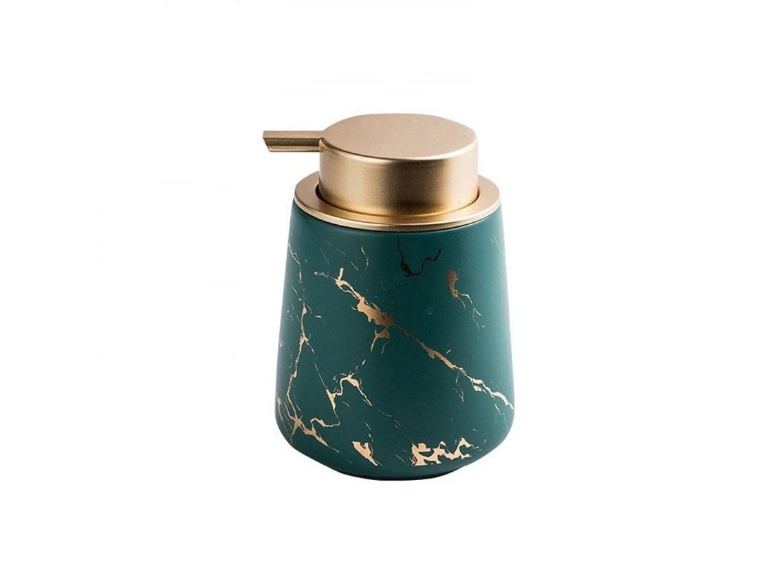 2026 dispensador de Jabón Cerámico Linjou com Design de Mármore Botella Verde Escuro Mate para Banheiro e Cozinha
