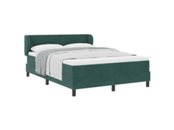 Cama Box com Cabeceira verde escuro 140x200 cm veludo