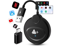 Adaptador De Carro Android Sem Fio Uniytriox Para Youtube, Netflix, Tiktok E Som Automotivo Android, Compatível Com 98 Dos Carros Preto Zeuxo