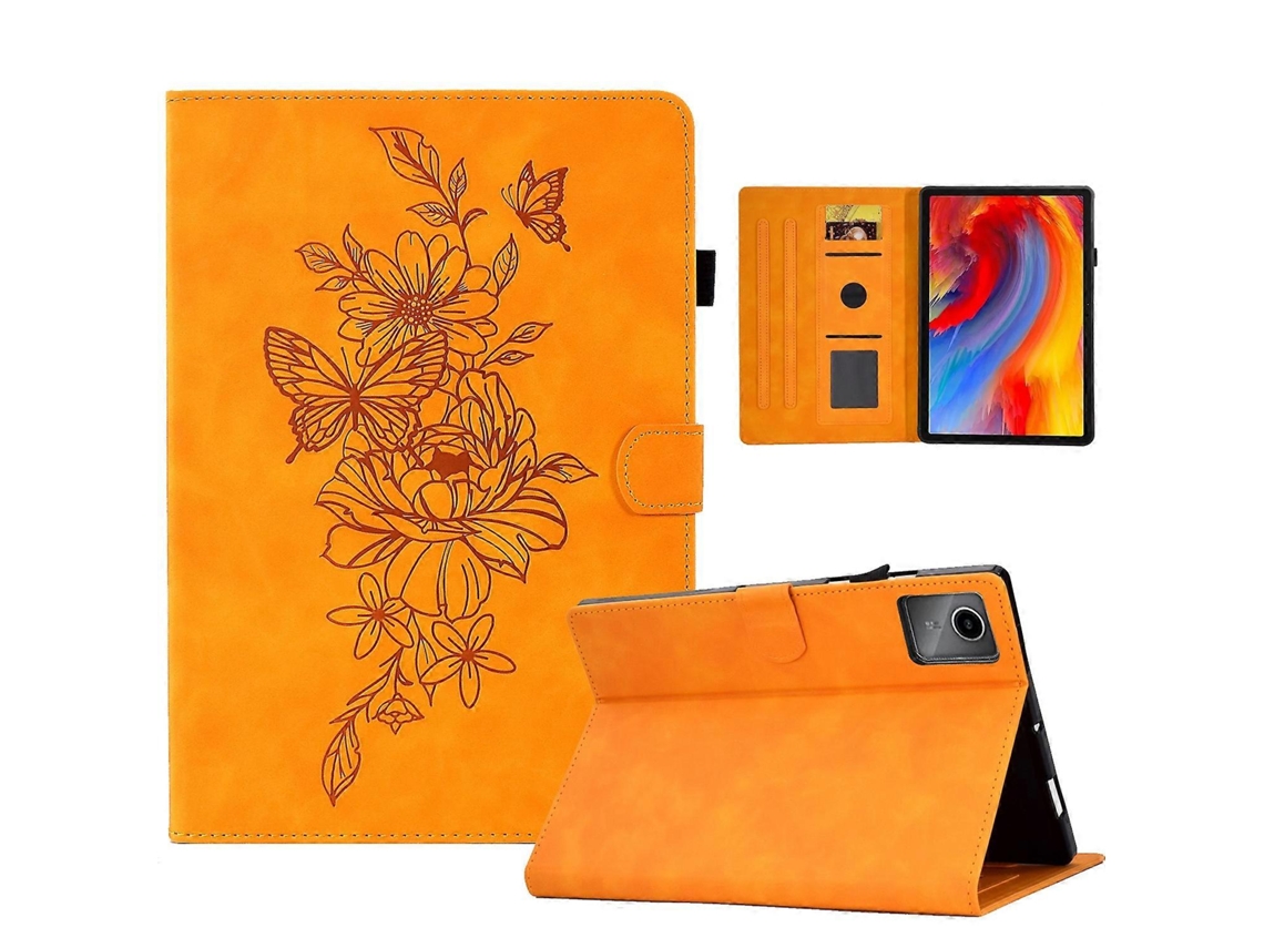 Capa De Tablet, Couro Pu Com Borboleta Em Relevo, Proteção E Suporte, Flip Para Tablet 12.1 Polegadas 2025yellow