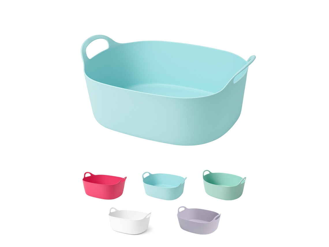 Cesto Para Ropa Sucia 32l Con Asas Integradas, Cubo De Colada Compacto Para Baño Y Dormitorio, Organizador De Ropa Ligero Celeste 32 Litros