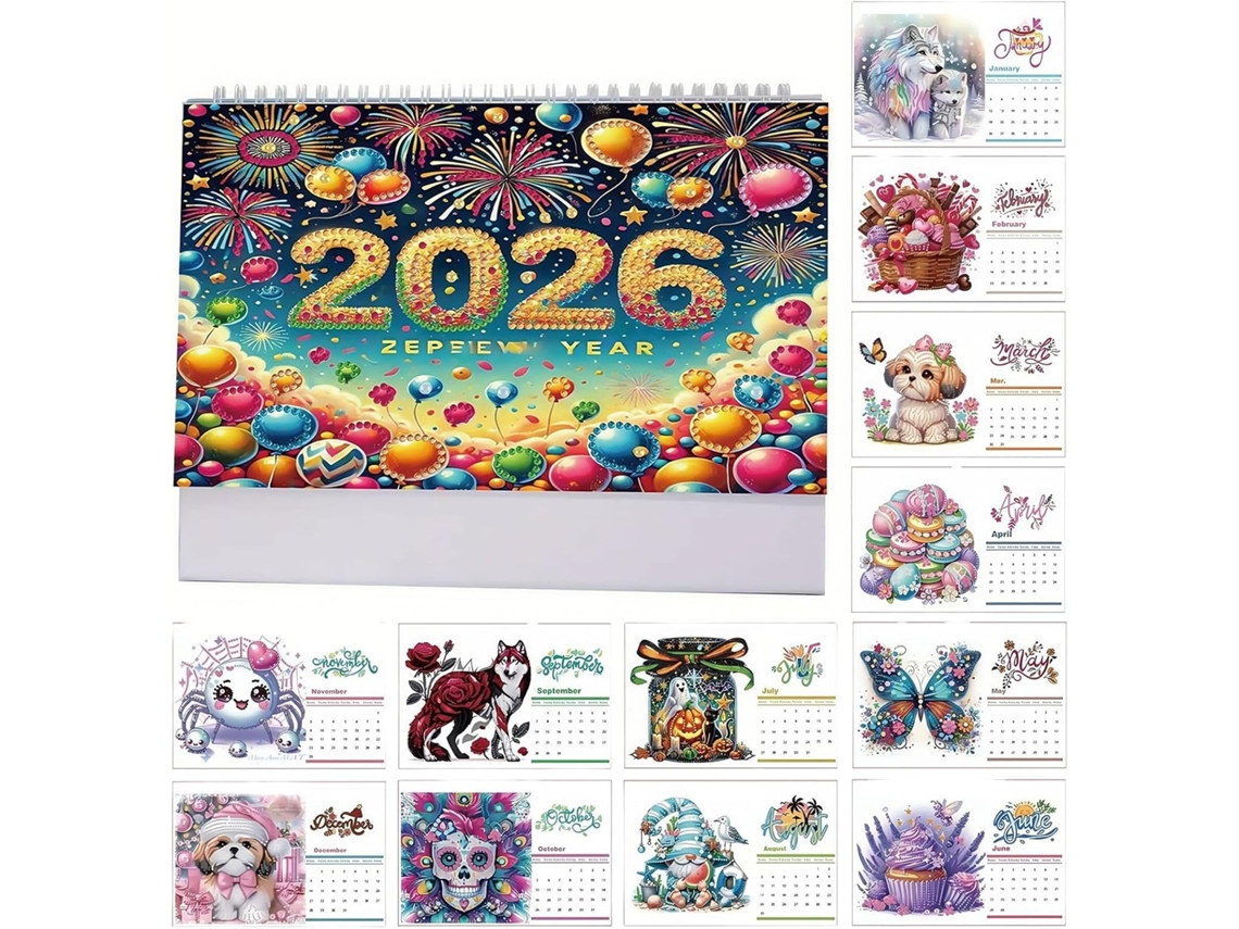 Calendário De Mesa, Com Strass, Arte Para 2026, Planejador De Decoração Para Casa, Natal, Quarto, Família