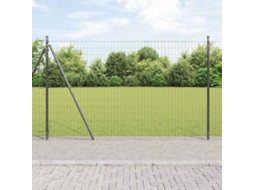 Vidaxl Cerca Europeia Com Base De Concreto 10 X 1,6 M Cinzento Malha