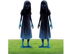 Placas de Jardim Genéricas com Fantasmas Gêmeos Assustadores Kit de 2 Marcadores de Gramado Metálicos com Fantasmas CHABERLU