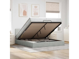Vidaxl Estrutura Cama Otomana Colchões 200x200cm Veludo Cinzento Claro