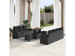 Vidaxl Conjunto De Sofá De Jardim 10 Unid. 9-número De Lugares Preto