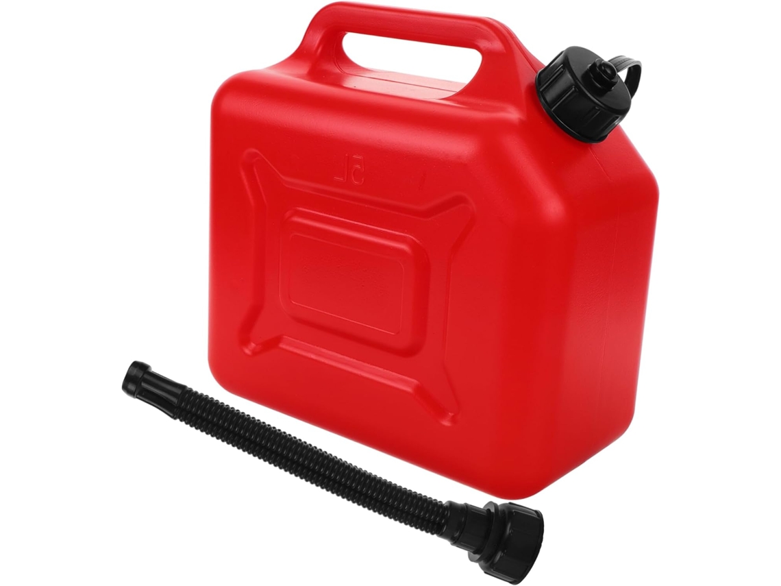Galão De Gasolina Flexível De Polietileno Vermelho De 5 Litros, Portátil, Leve, Com Tubo De Despejo.